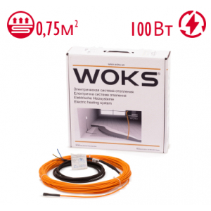Тонкий нагревательный кабель Woks 10 0,75 м.кв. 100 Вт под плитку