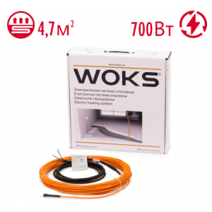Тонкий нагревательный кабель Woks 10 4,7 м.кв. 700 Вт под плитку