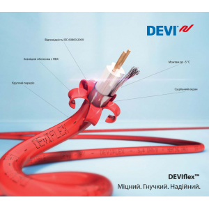Нагревательный кабель DEVI FLEX 18T 18 Вт/м (Дания)