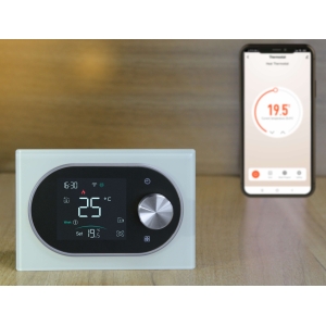 Терморегулятор In-Therm PWT-900 БІЛИЙ / ЧОРНИЙ - Wi-Fi сенсорний програмований для теплої підлоги